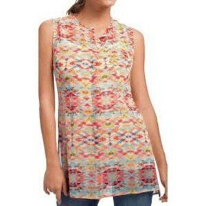 Cabi 760 Avery Multi-Color Sheer Button Front Tunic Medium